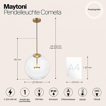 Светильник одинарный Maytoni MOD056PL-L12G3K